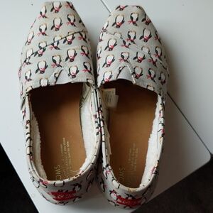 TOMS  Slip-On Shoes with Penguin Design - Grey and Red